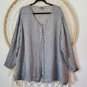 Flax Greystone Gauze Linen Cardigan Blazer Size 2G/2X